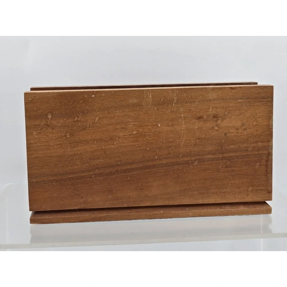 Vtg Y2K Lasercraft Walnut Napkin/Letter Holder Featuring Laser-Engraved Sailboat